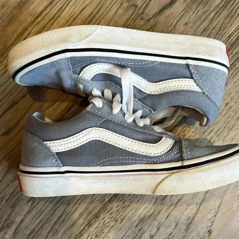 Vans Kids Old Skool Suede Canvas Skater Sneakers Dusty Blue Unisex Size Kids 13 - Picture 4 of 8
